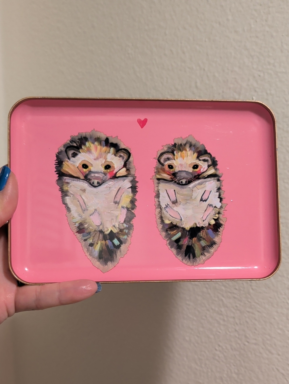 Pink Hedgehog Small Jewelry Key Plate